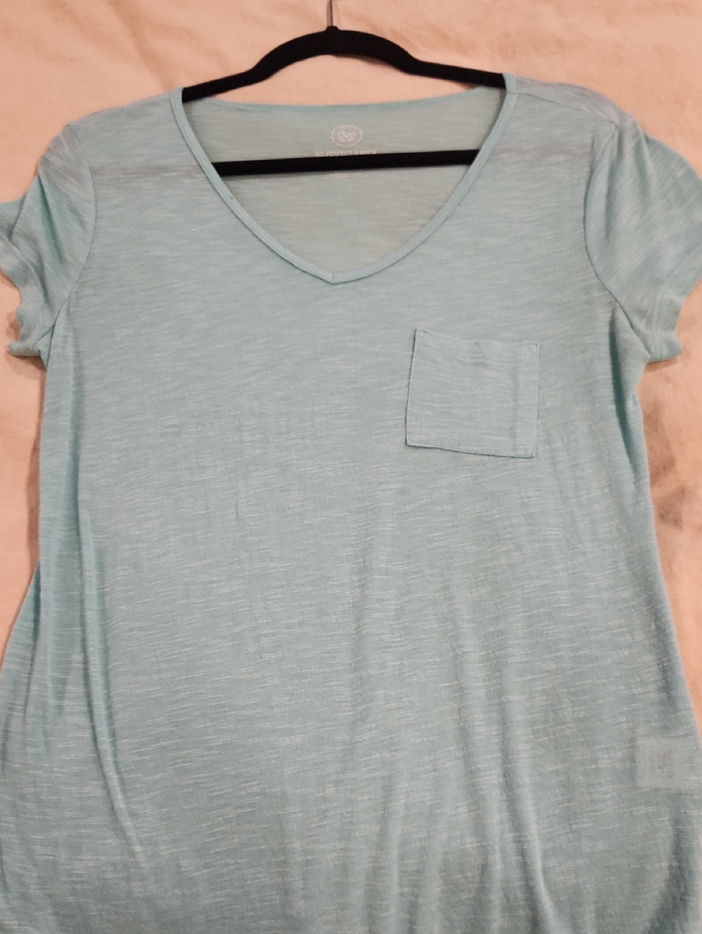 SO Pale Aqua V-Neck Pocket Tee -Juniors